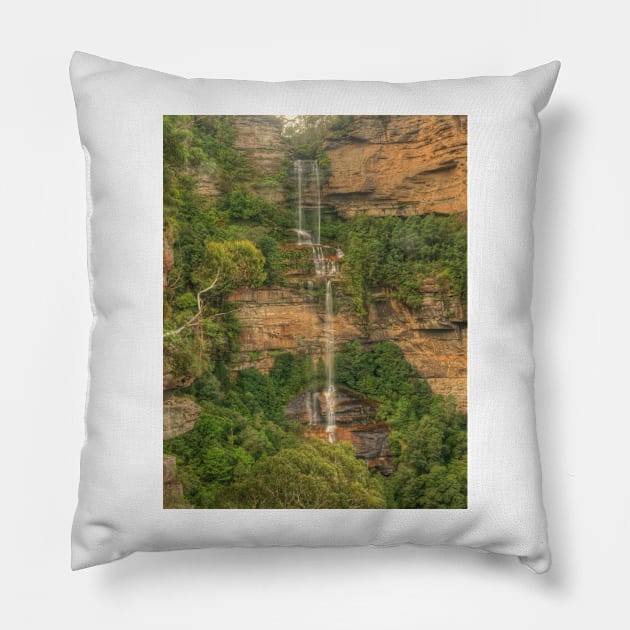 Katoomba Falls portrait Pillow by Michaelm43