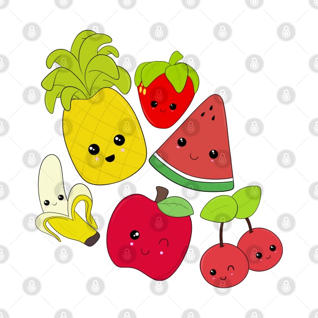 Kawaii Fruit Characters by ShutterStudios