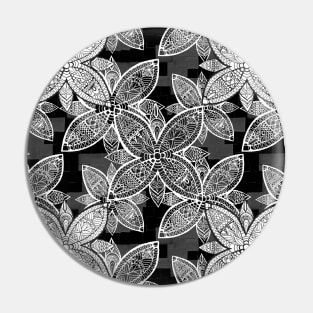 Flower Mandala pattern - Black and White Pin