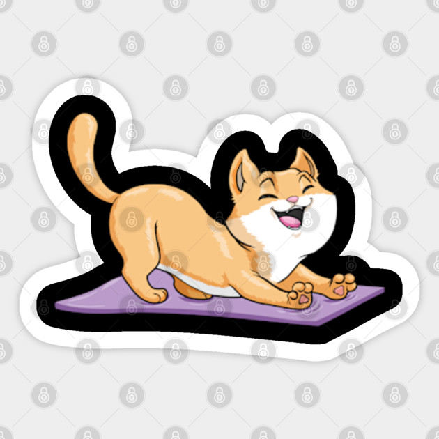 Cute Cat On A Yoga Mat Yoga Mat Sticker Teepublic