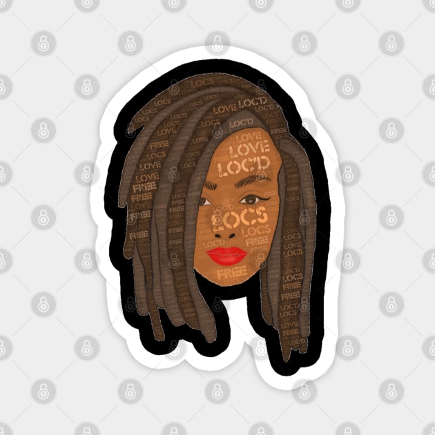 Brown Locs Drawing Words in Hair Magnet by blackartmattersshop