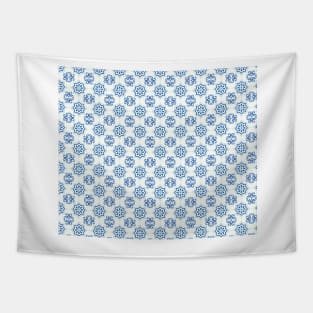 Blue and white frame tile Tapestry