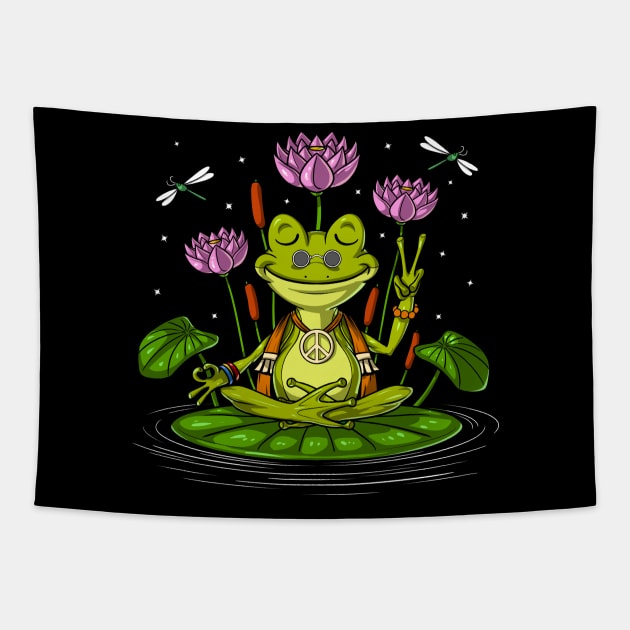 Hippie Frog Yoga Tapestry by underheaven