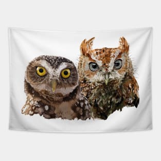 Little Owl and Scops Owl Tapestry