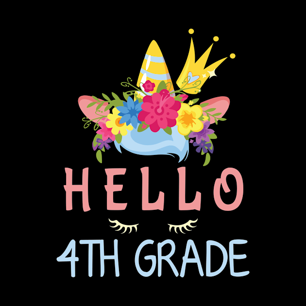 Flowers Unicorn Student Hello 4th Grade Class Back To School by bakhanh123