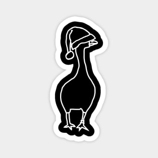 Minimal White Line Gaming Goose Wears Stolen Christmas Santa Hat Magnet