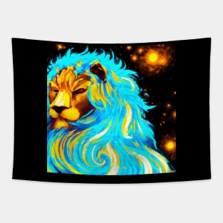 COSMIC BLUE LION Tapestry