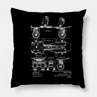 Roller Skate Vintage Patent Drawing Pillow