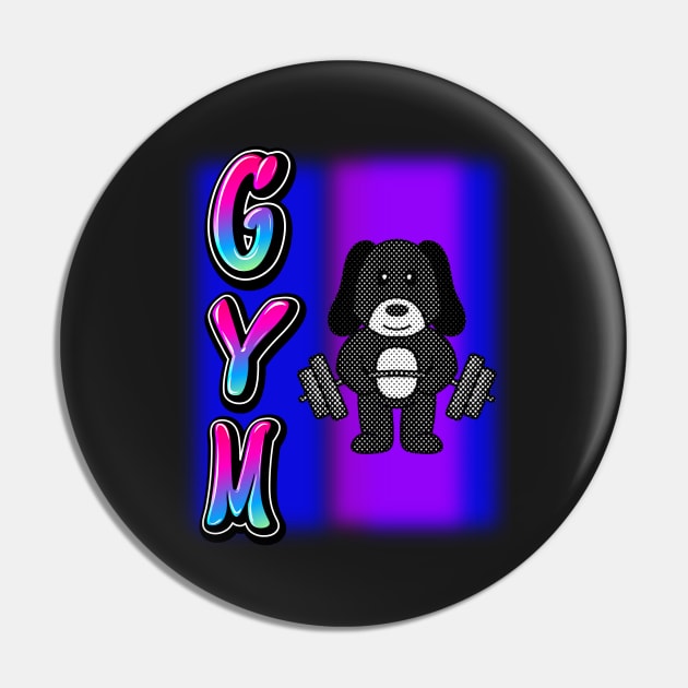 Dog lifting weights - GYM Pin by O.M design