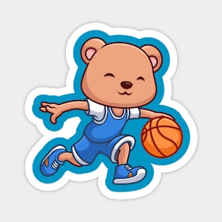 Basketball Bear Cute Cartoon Magnet