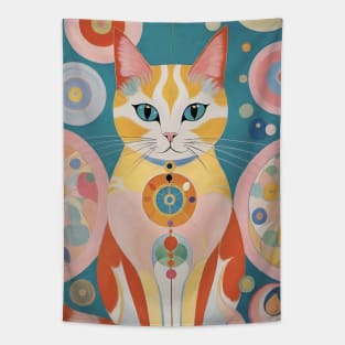 Hilma af Klint's Whimsical Cat Dreamscape: Abstract Reverie Tapestry