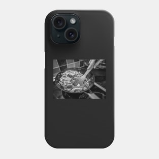 Spicy chicken dinner cooking on the hob Phone Case