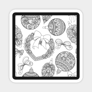 Monochrome Merry Christmas Pattern, New Year Illustration Magnet