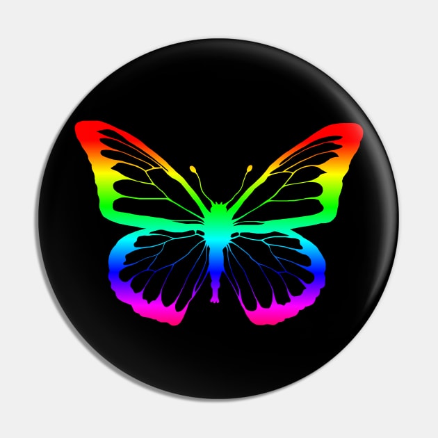 Rainbow Outline Butterfly Pin by Art by Deborah Camp