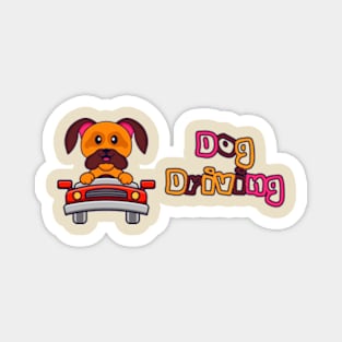 Dog Driving A Car Magnet