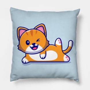 Cute Cat Yoga Pose Cartoon Pillow