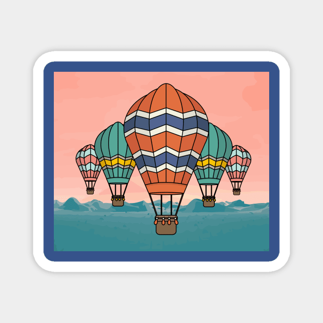 Retro Hot Air Balloons Balloon Ride Magnet by flofin