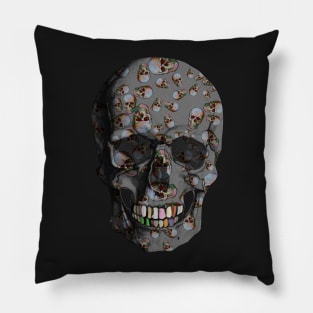 Happy Skulls Random Pattern (Gray) Pillow