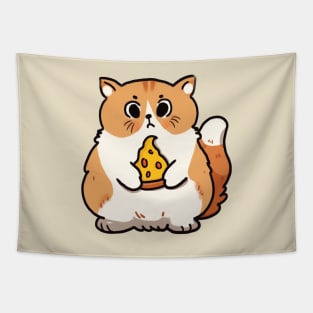 Cute cat pizza thief Tapestry