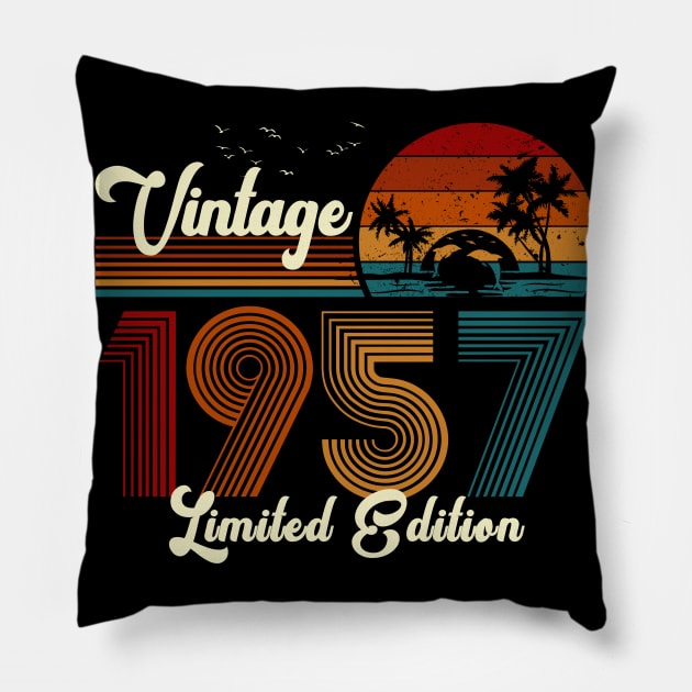 Vintage 1957 Shirt Limited Edition 63rd Birthday Gift Pillow by Damsin