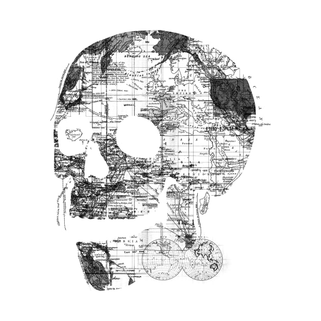 Skull Wanderlust Black and White by Tobe_Fonseca