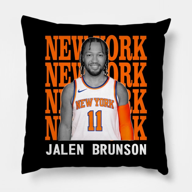 New York Knicks Jalen Brunson 11 Pillow by Thejockandnerd