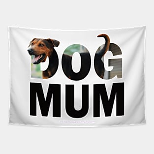 DOG MUM - black and brown cross breed dog oil painting word art Tapestry