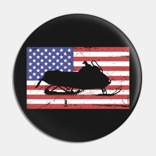 Snowmobile And United States Flag Pin