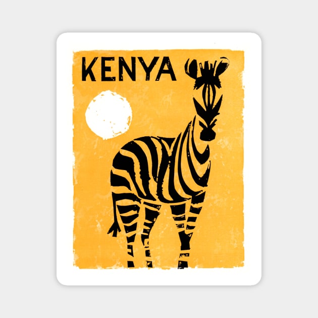 Vintage Travel Poster Kenya Zebra Magnet by vintagetreasure