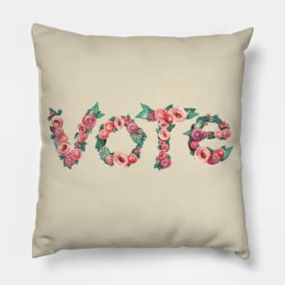 Vote (Pink and Purple Flowers) Pillow