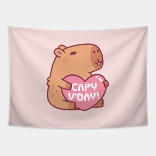 Cute Capybara Capy Vday Valentines Day Pun Tapestry