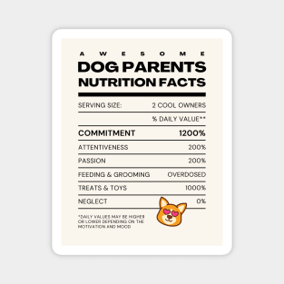 Awesome Dog Parents Nutrition Facts Magnet