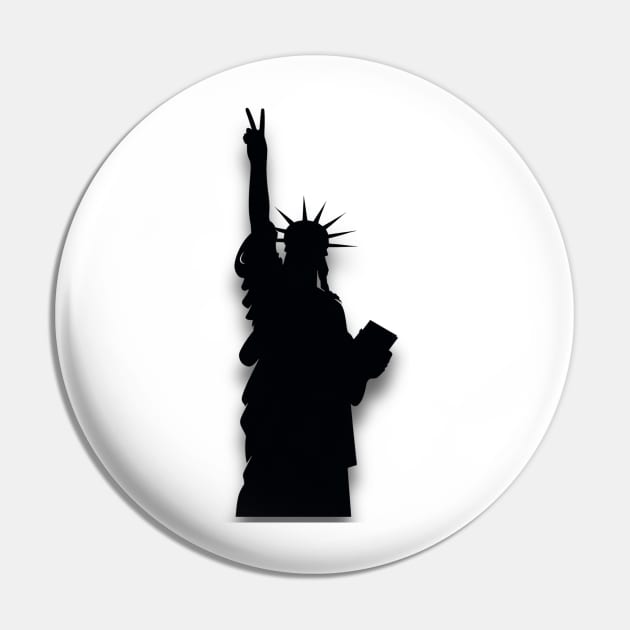 Statue of Liberty Silhouette Peace Sign Pin by Long-N-Short-Shop