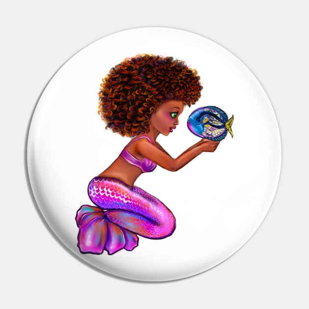 Black anime mermaid with blue tang fish, beautiful girl with Amber hair, green eyes, Cherry pink lips and dark brown skin. Hair love ! Pin by Artonmytee