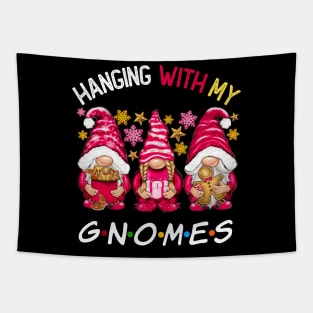 Funny Christmas Gnome Hanging With My Gnomies Family Pajamas Tapestry