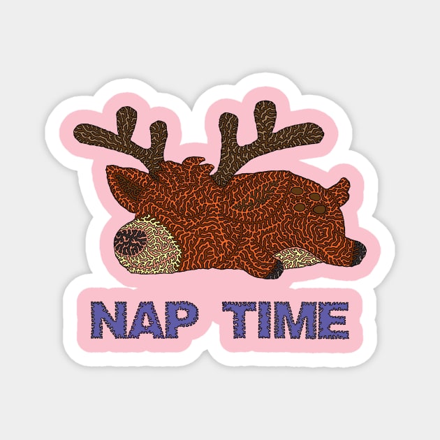 Nap Time - Sleeping Fawn Magnet by NightserFineArts