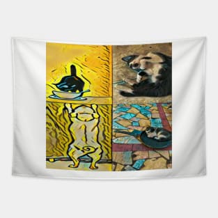 FUNNY CAT AND DOG  MOMENTS Tapestry