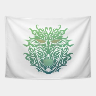 Green Tribal Tattoo Ghost Mask Tapestry