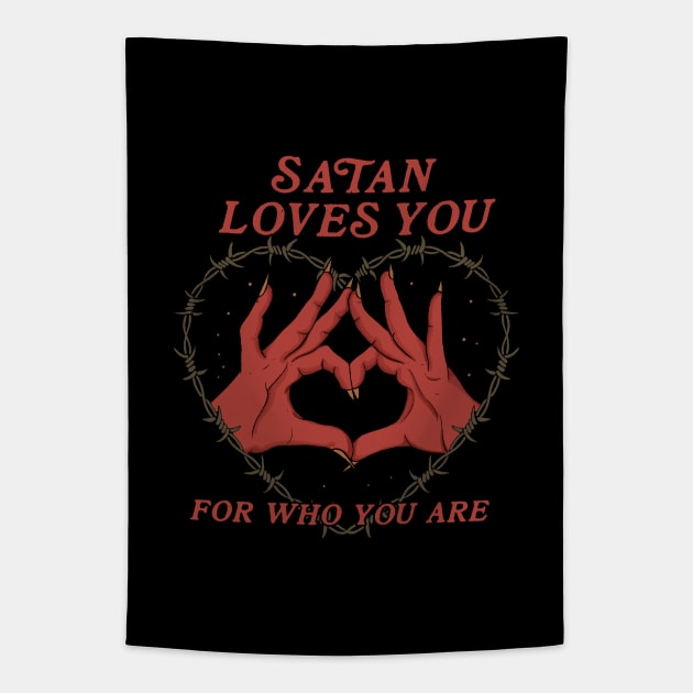 Satan Loves You - Double Sided Tapestry by thiagocorrea