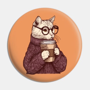 Sophisticated Coffee Cat Pin