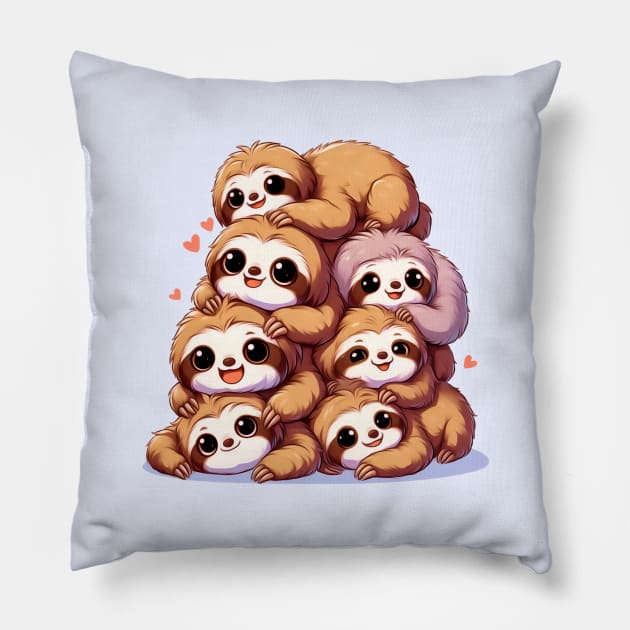 sloths stack Pillow by merchbysadie