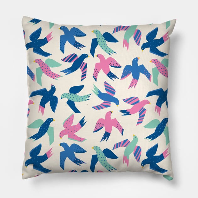 Flying Abstract Birds Scale Pillow by Sandra Hutter Designs