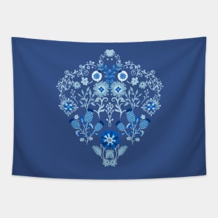 Blue Delft Floral Pattern Tapestry