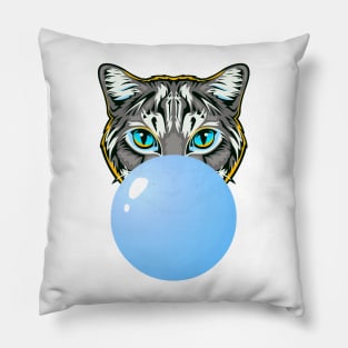 Blue Bubblegum Cat Pillow