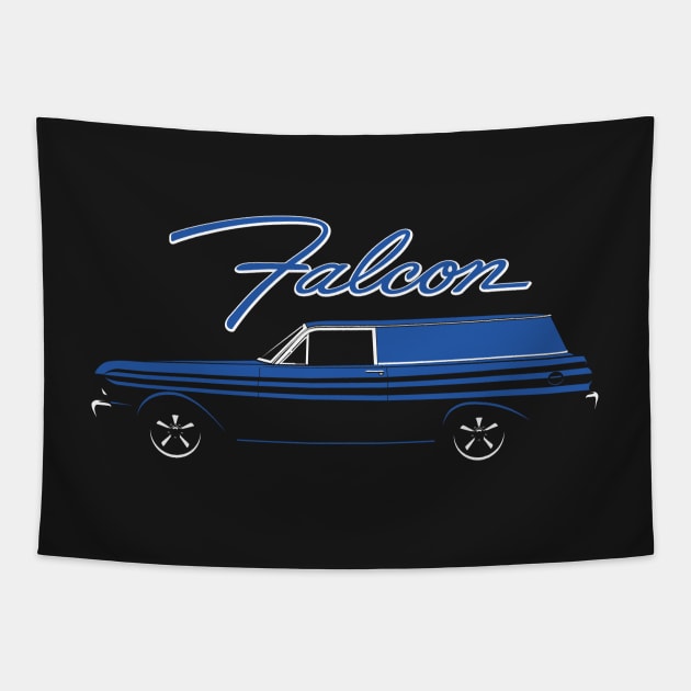 Blue 65 Falcon Panel Delivery Tapestry by BriteDesign