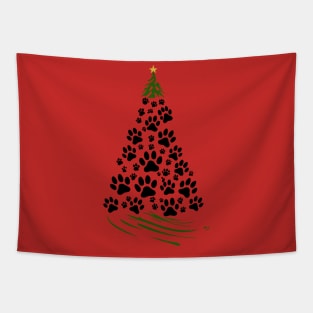 Dog Lover Paw Print Christmas Tree 6 Tapestry