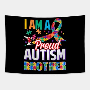 I Am A Proud Autism Brother Autism Awareness Ribbon Tapestry