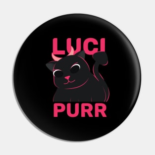 Funny evil cute cat | Lucipurr | Hail Lucipurr | Cute black cat with horn Pin