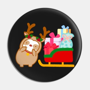 Cute Christmas Sleigh Sloth Pin