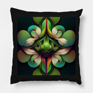 psychedelic fower&#39;s, green Pillow